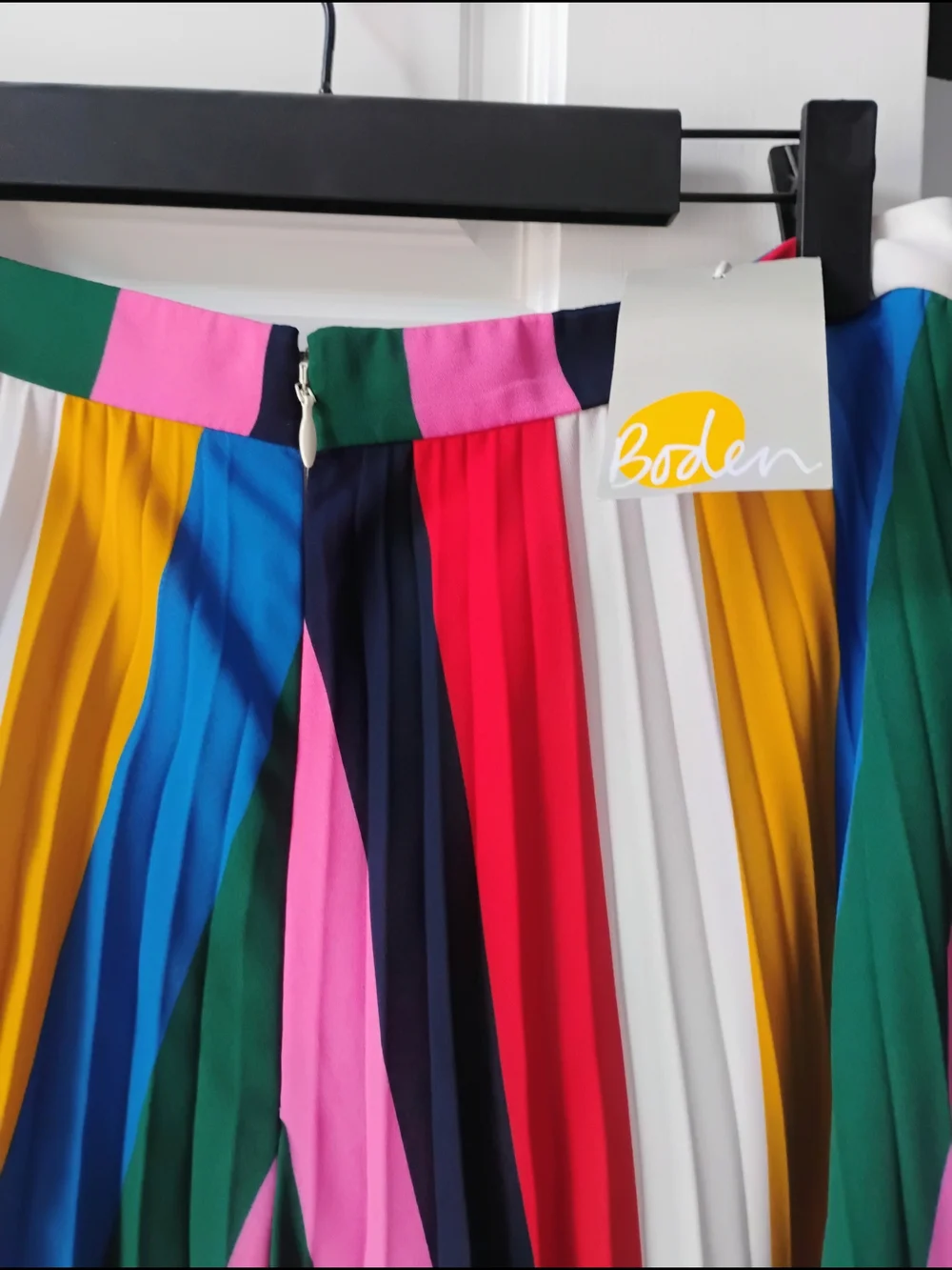 Boden Fairfax Multicolor Bright  Stripe Pleated Skirt - Brand New With Tags - Picture 7 of 12